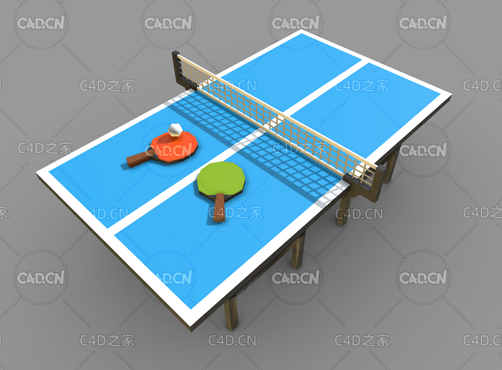 低面多边形乒乓球案子台子模型Asset_Sport_PingPong - C4D之家 - 81.jpg