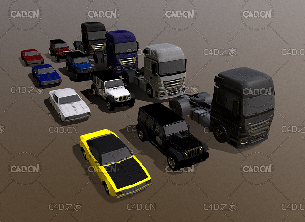 小轿车越野车卡车低模模型car model - C4D之家 - 86.jpg