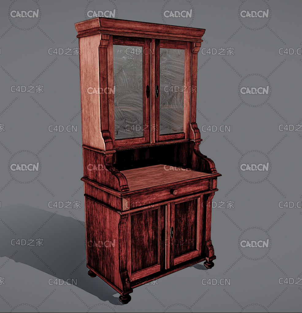 复古实木柜子低模模型antiqueWardrobefull - C4D之家 - 89.jpg