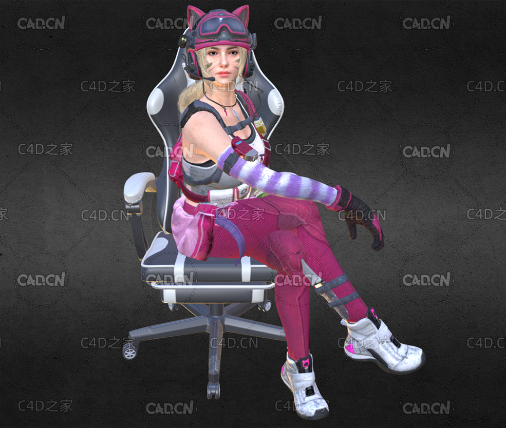 转椅上的猫装女人模型 - C4D之家 - 94.jpg