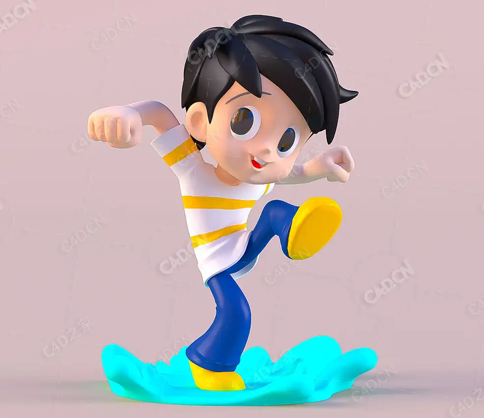 阳光男孩卡通人物角色C4D模型