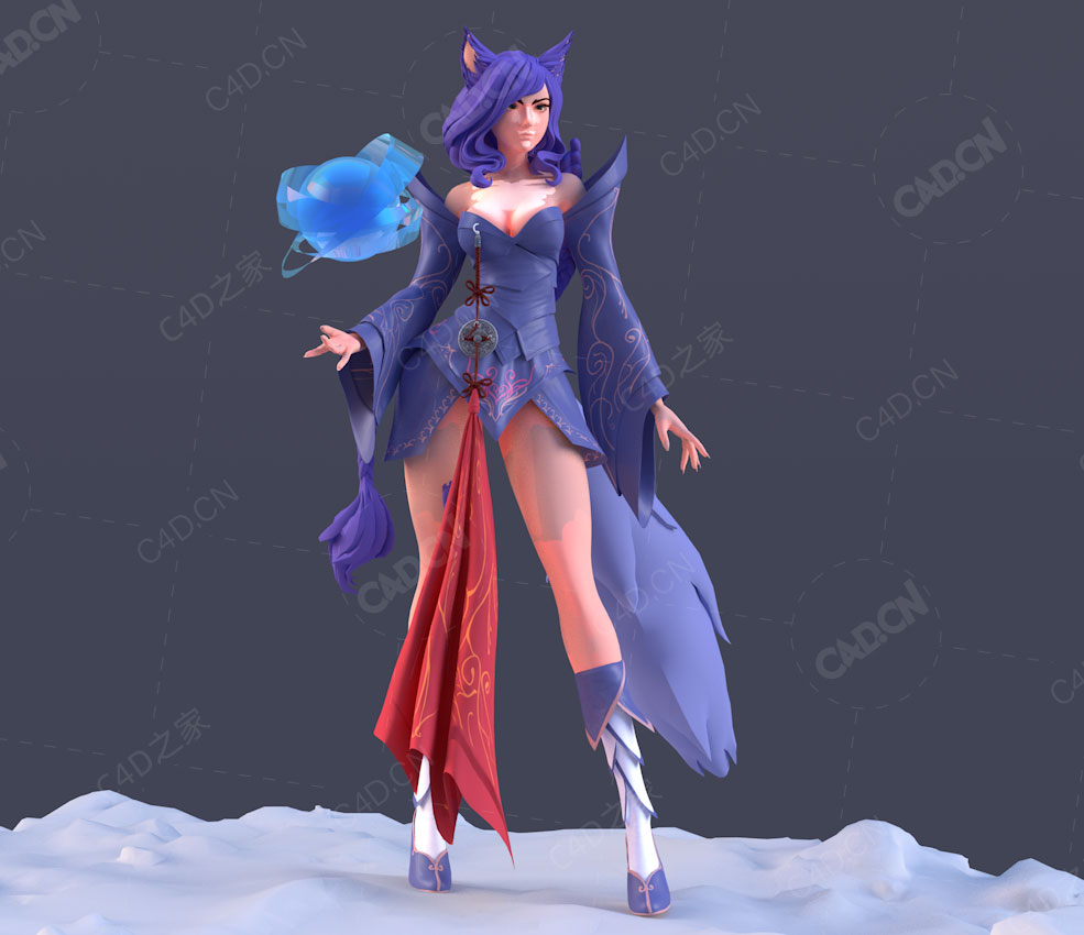 狐女阿狸卡通女孩角色人物模型AhriModel - C4D之家 - C4D.jpg
