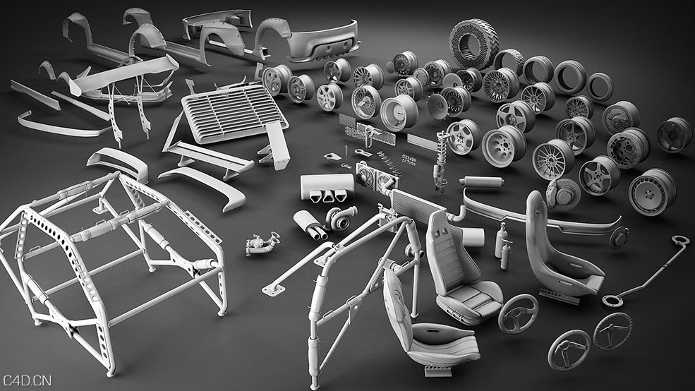90多个汽车零件模型轮胎轮毂C4D模型ArtStation - Tune Your Car Kit! | Game Assets - C4D之家 - R-C.jpg