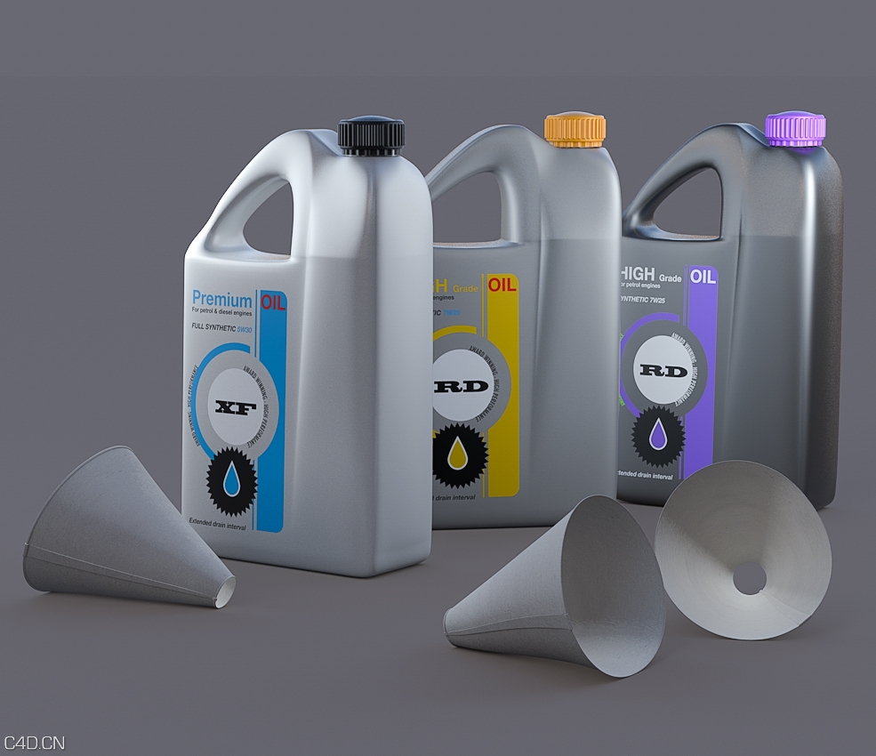 汽车机油桶机油漏斗C4D模型 Auto-Oil - C4D之家 - 02.jpg