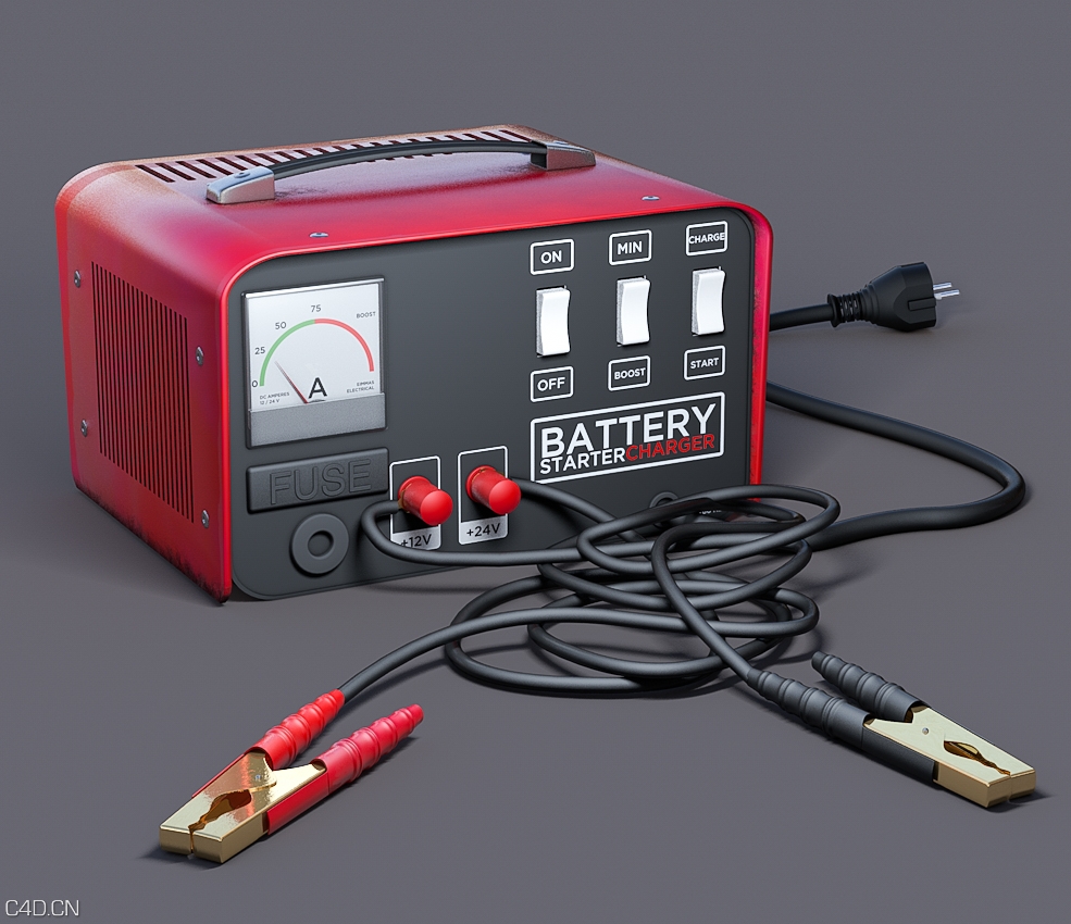 汽车接电电池充电器C4D模型 Battery-Charger - C4D之家 - 03.jpg