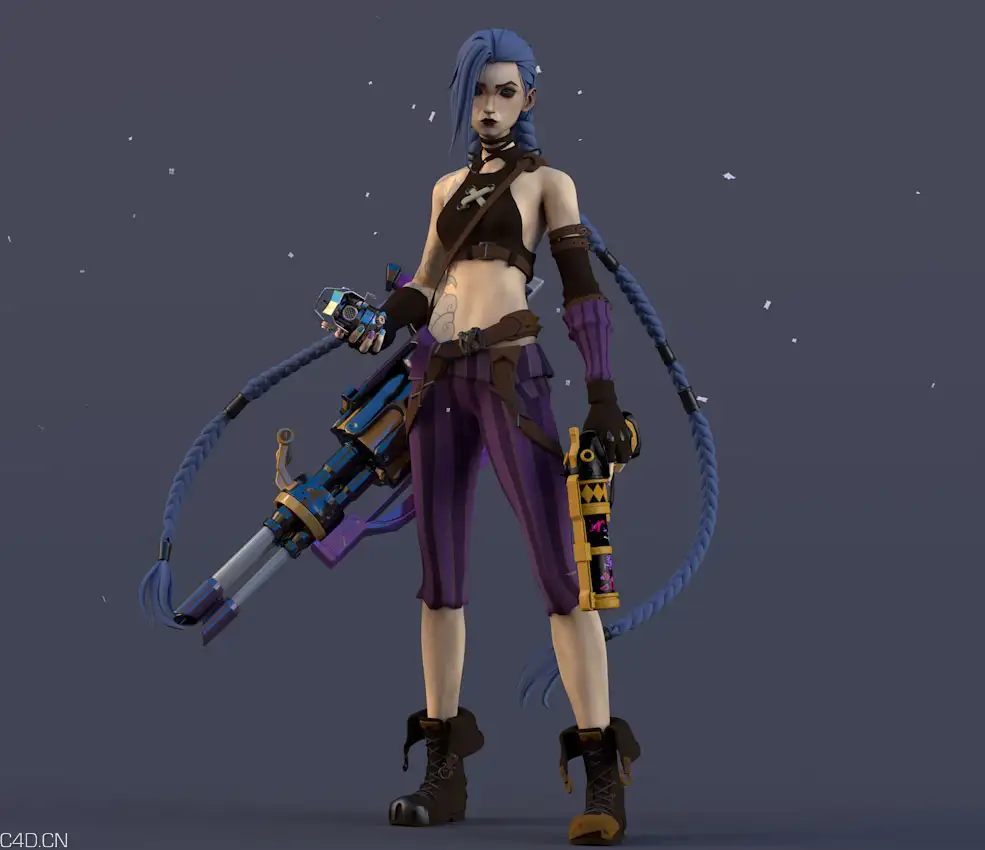 长辫子特战队员现代女性模型JinX3D model