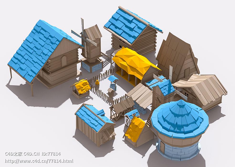 20个低面多边形中世纪农场建筑C4D模型craftpix medieval farm 3d low-poly models - C4D之家 - 未标题-23.jpg