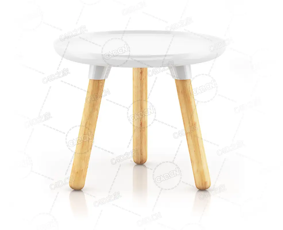 小型圆咖啡桌儿童桌三条腿桌子矮桌木腿桌子C4D模型Small Round Coffeetable - C4D之家 - 14.png