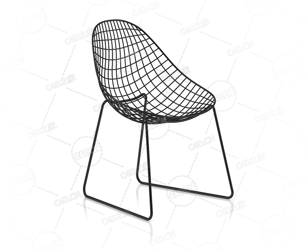 金属网椅子单人椅铁艺编织椅现代艺术椅靠背椅C4D模型Metal Mesh Chair - C4D之家 - 15.png