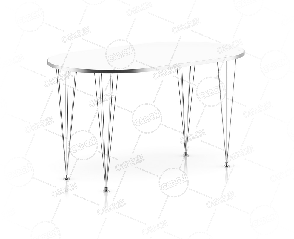 现代金属椭圆形桌子餐桌洽谈接待简约桌子C4D模型Modern Metal Table - C4D之家 - 22.png