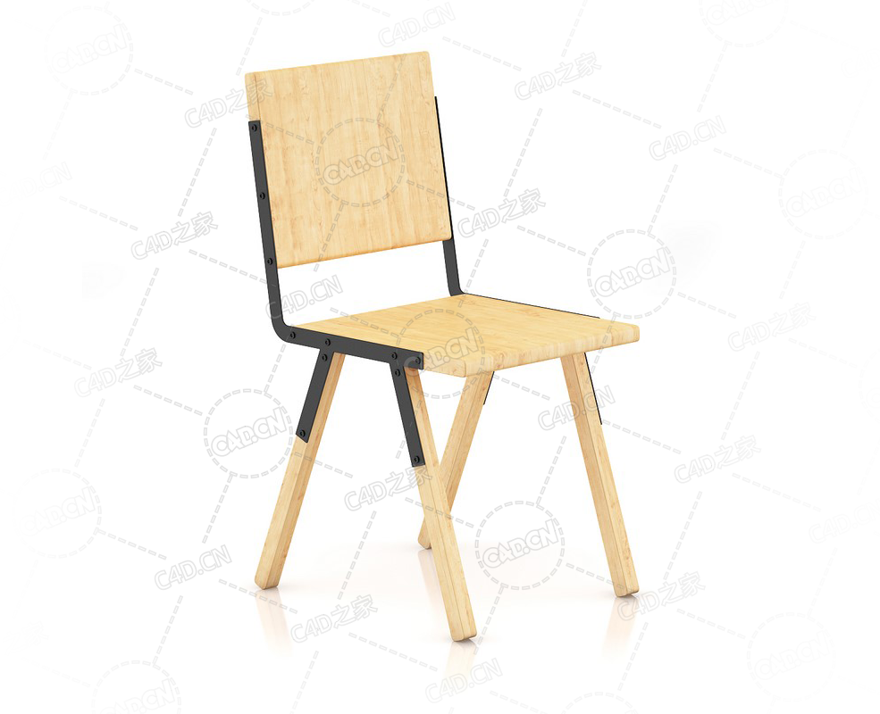 木椅单人休闲椅餐椅实木椅子靠背椅C4D模型Wooden Chair 3 - C4D之家 - 27.png