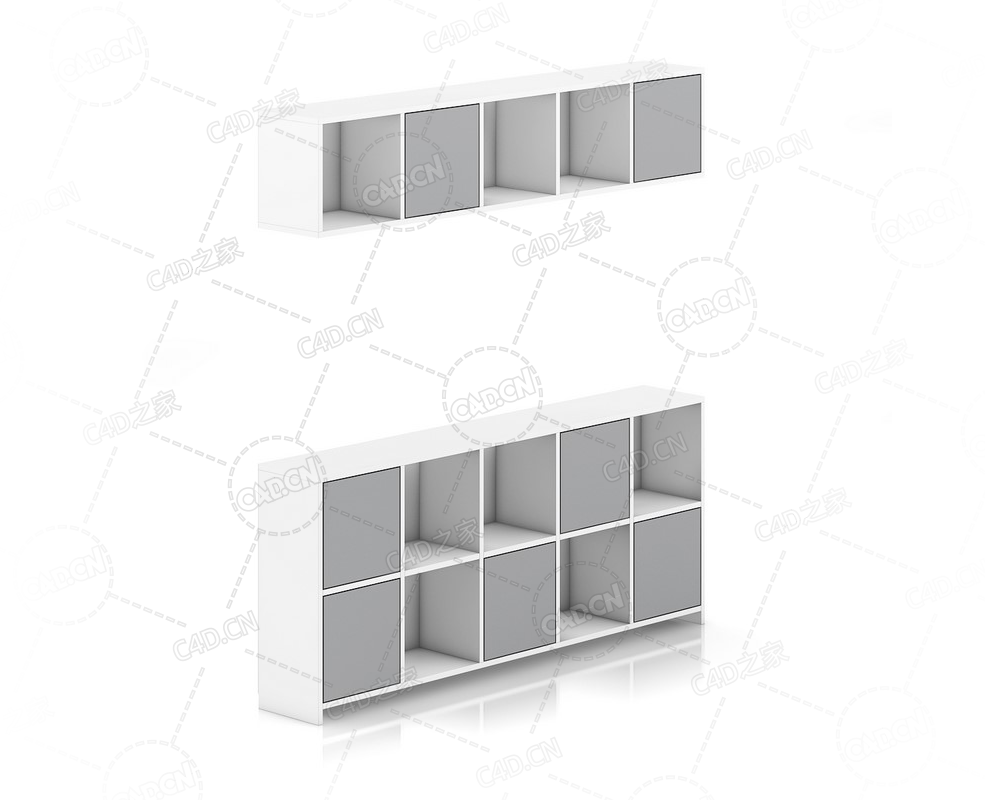 方格柜子壁挂柜子书柜现代简约家具C4D模型Standing and Handing Shelves - C4D之家 - 30.png