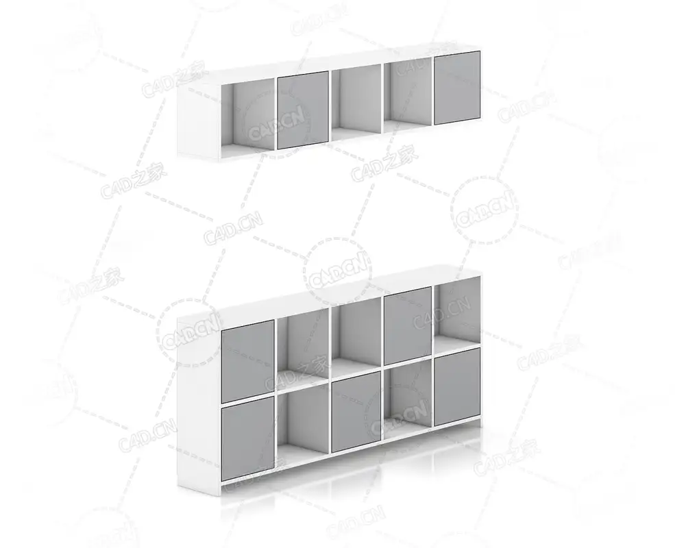 方格柜子壁挂柜子书柜现代简约家具C4D模型Standing and Handing Shelves - C4D之家 - 30.png
