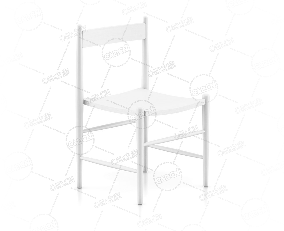 白色木椅餐椅现代简约椅子靠背椅单人椅子C4D模型White Wooden Chair - C4D之家 - 28.png