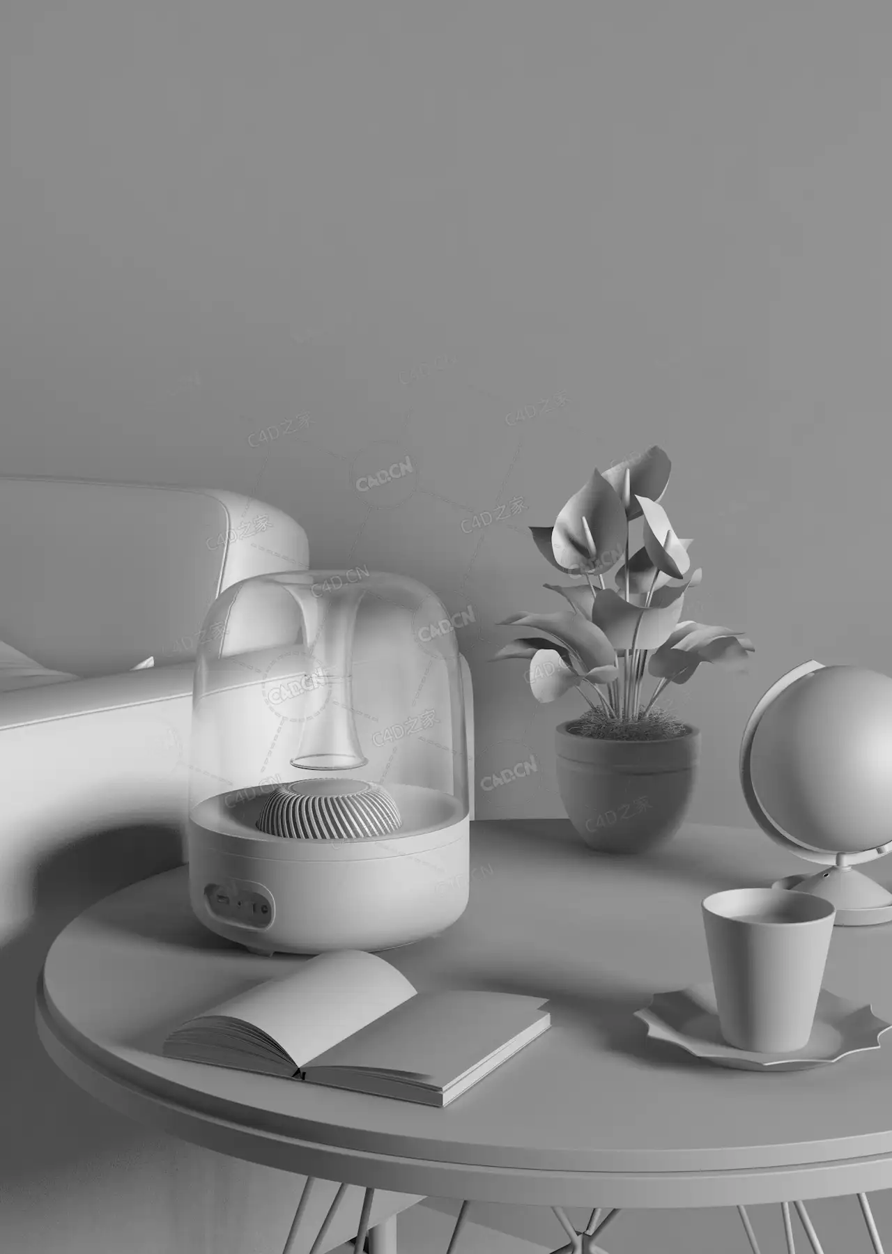 家具陈设 - C4D之家 - 白膜.png