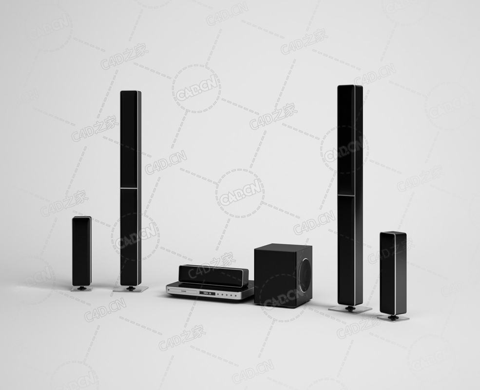 家庭影院音响卡拉OK系统DVD播放VCD视频播放设备 Home theater sound C4D模型下载 - C4D之家 - 10.jpg