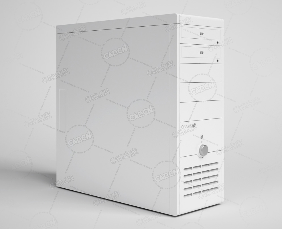 白色电脑主机机箱 Computer host C4D模型下载 - C4D之家 - 23.jpg