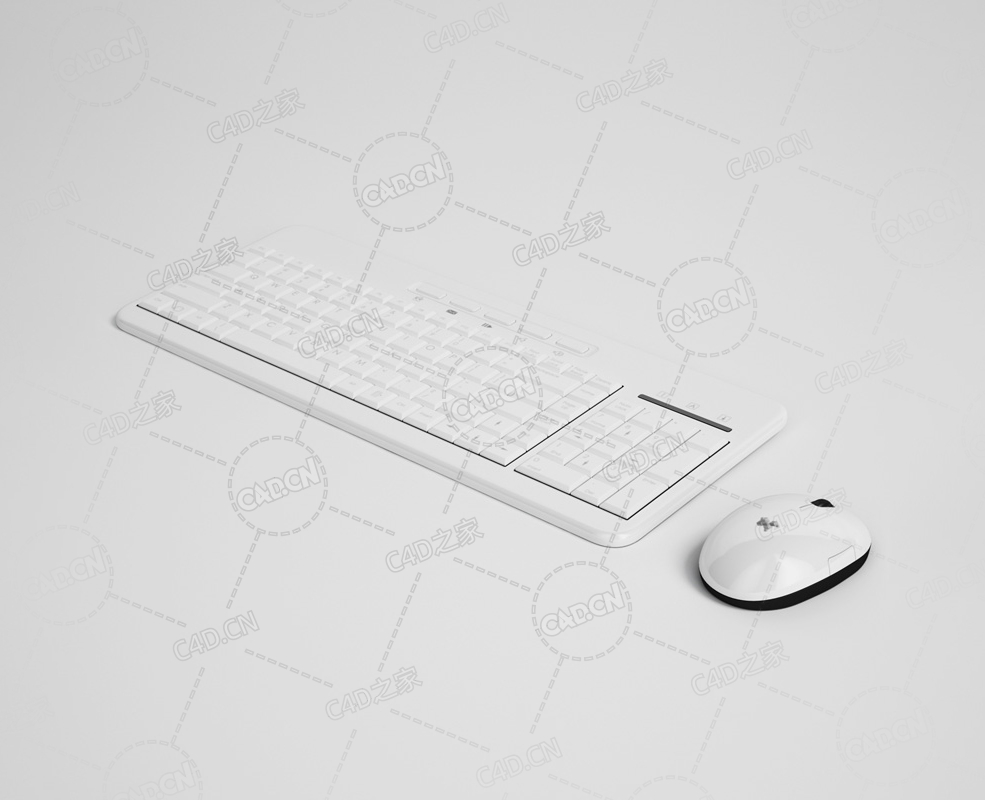 白色键盘鼠标 Keyboard and mouse C4D模型下载 - C4D之家 - 27.jpg