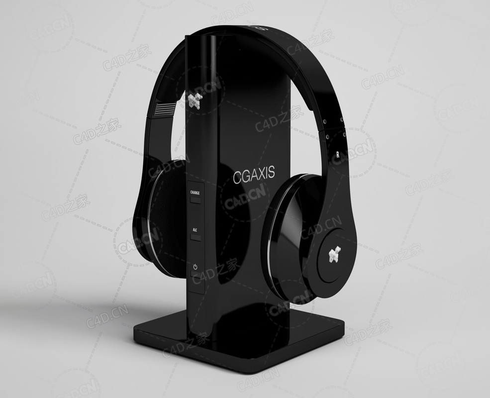 黑色头戴式游戏耳机电竞耳麦电脑手机耳机 headset C4D模型下载 - C4D之家 - 33.jpg