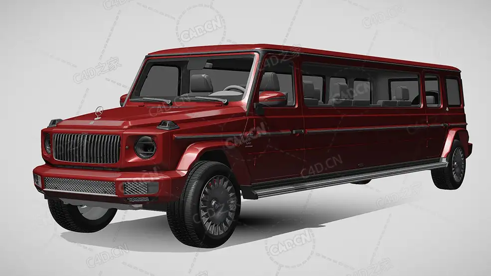 梅赛德斯迈巴赫g600加长豪华轿车2019款C4D汽车模型下载