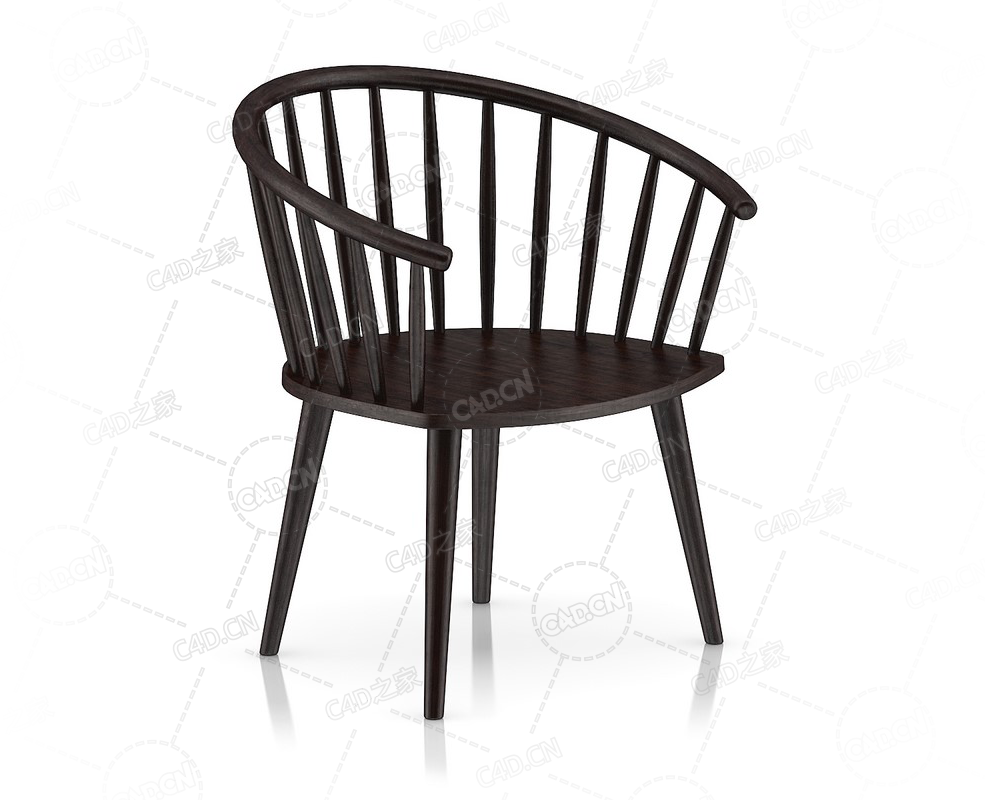 黑桃木木椅圈椅实木椅子单人椅餐椅接待椅扶手椅C4D模型Wooden Chair 4 - C4D之家 - 33.png