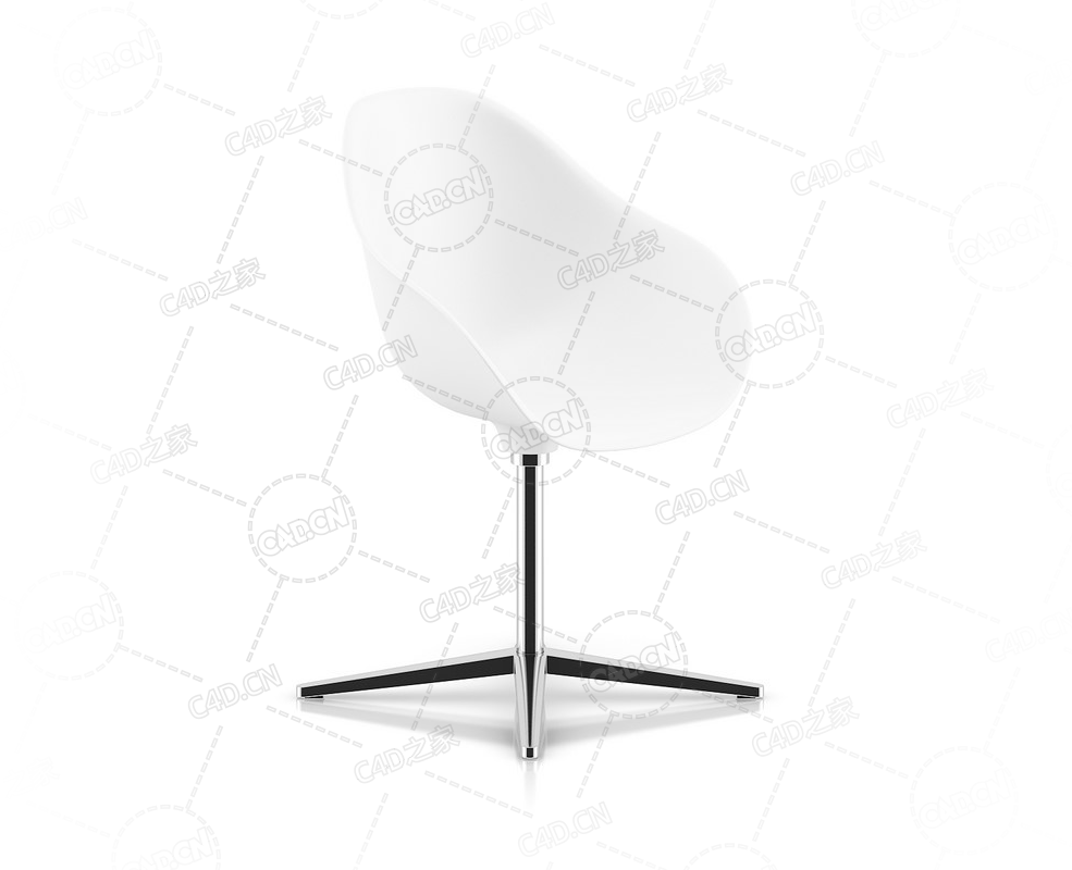 白色转椅接待椅现代椅子单人椅简约白色椅子C4D模型White Swivel Chair - C4D之家 - 35.png