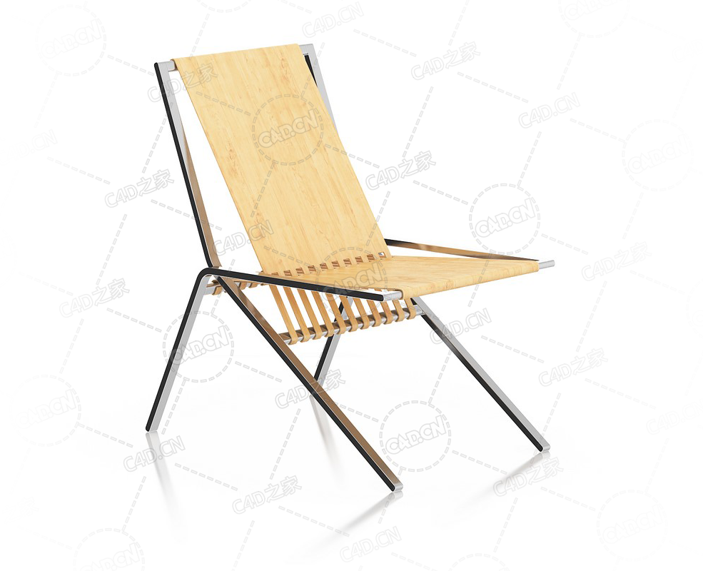 实木金属躺椅折叠椅简约靠背椅C4D模型Wood and Metal Lounge Chair - C4D之家 - 40.png