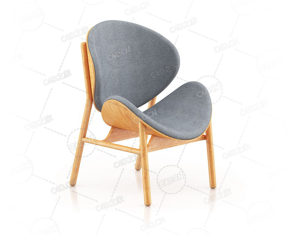 书房休闲矮木椅现代椅子实木椅阳台椅靠背椅子C4D模型Wooden Chair 6 - C4D之家 - 37.png