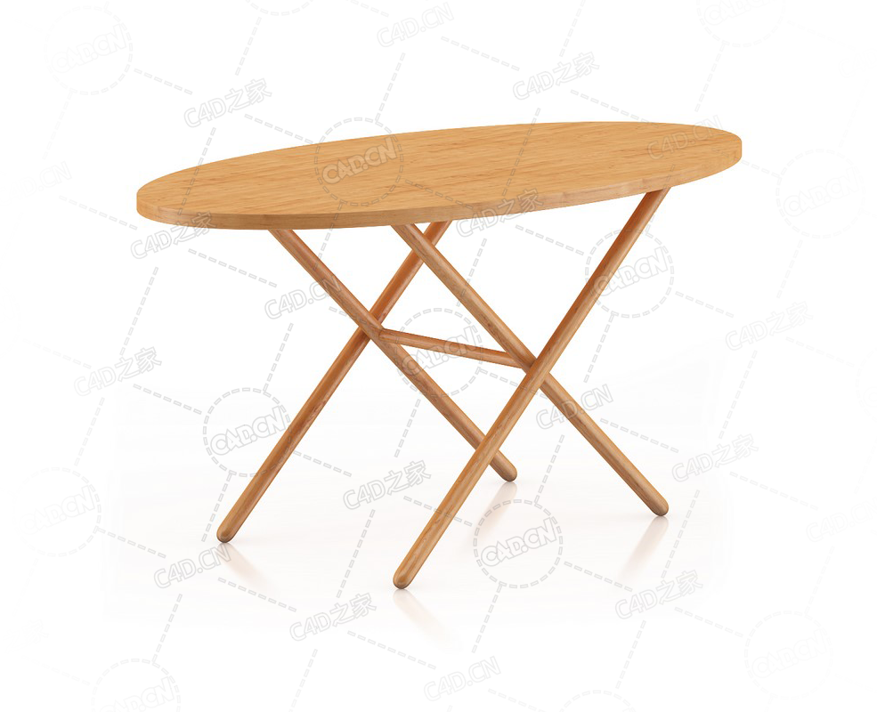 木制桌子椭圆形桌子餐桌折叠桌实木桌子C4D模型Wooden Table - C4D之家 - 39.png