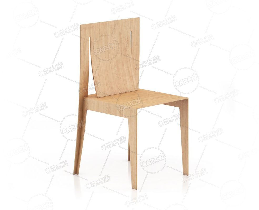 实木椅餐椅靠背椅单人椅C4D模型Wooden Chair 7 - C4D之家 - 38.png