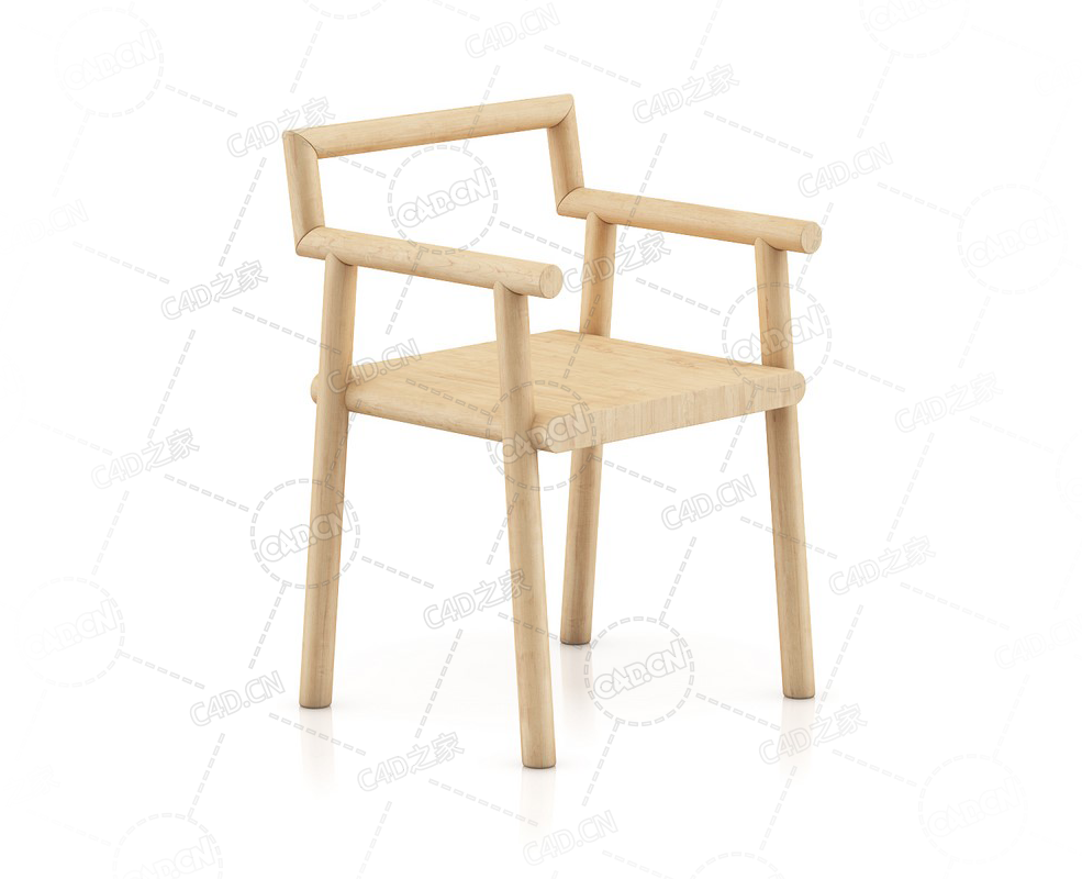 实木扶手椅子木椅单人椅餐椅C4D模型Wooden Chair 8 - C4D之家 - 44.png