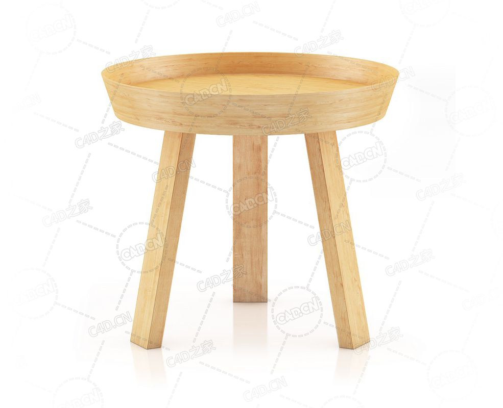 儿童圆形木桌实木桌C4D模型Round Wooden Table - C4D之家 - 41.png