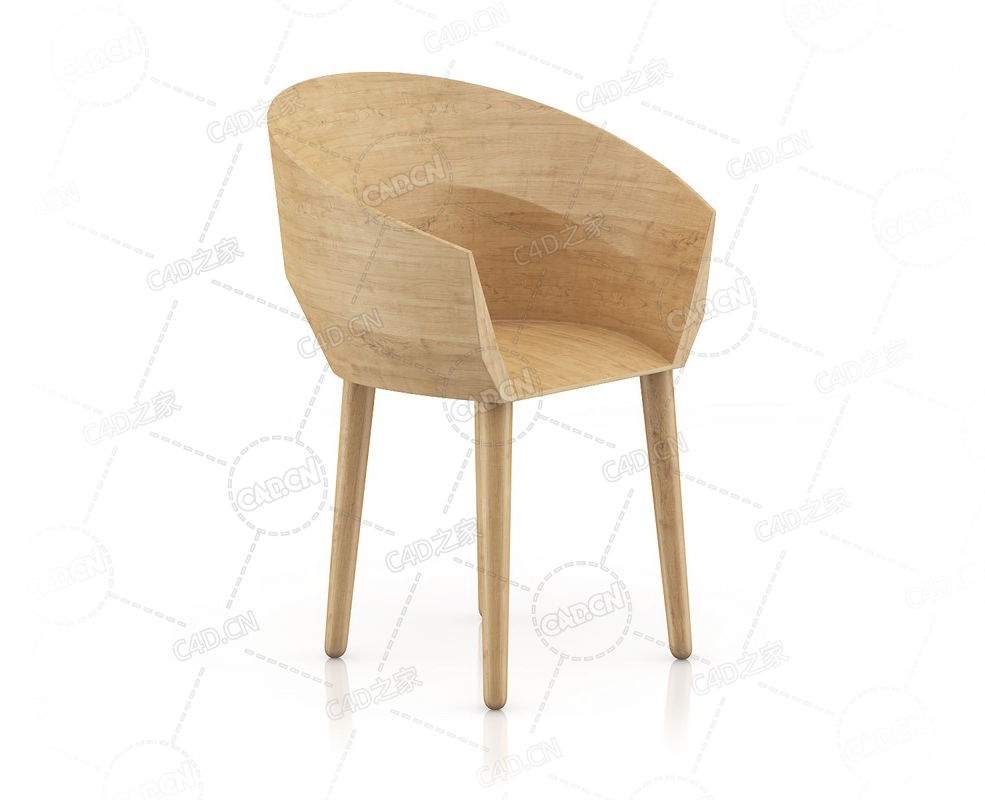 实木单人椅休闲椅靠背椅餐椅木椅子C4D模型Wooden Chair 9 - C4D之家 - 45.png