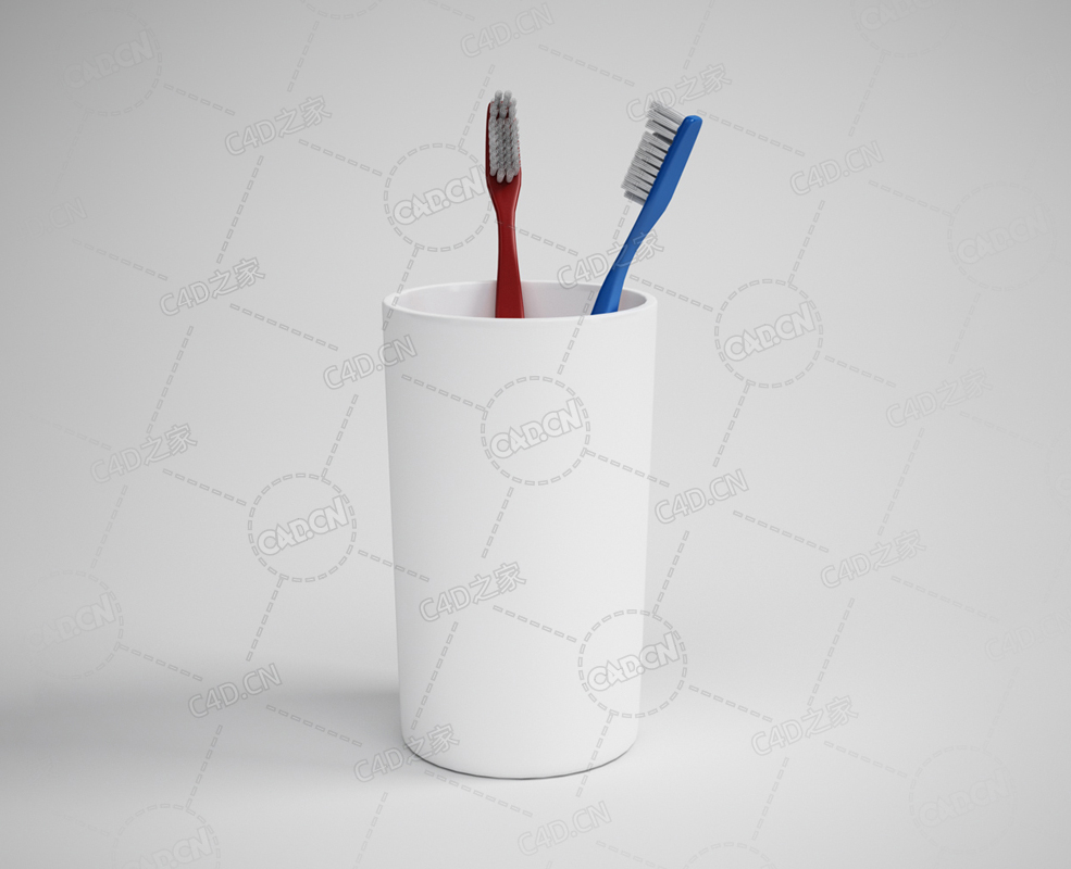 卫生间浴室洗手间牙缸牙刷洗簌用品杯子C4D模型 - C4D之家 - 14.jpg
