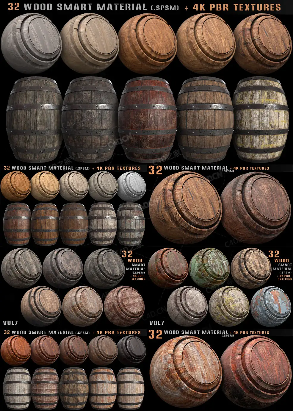 32幅木纹材质纹理贴图素材32 wood smart material + 4k PBR textures（.spsm/jpg） - C4D之家 - 未标题-1.jpg