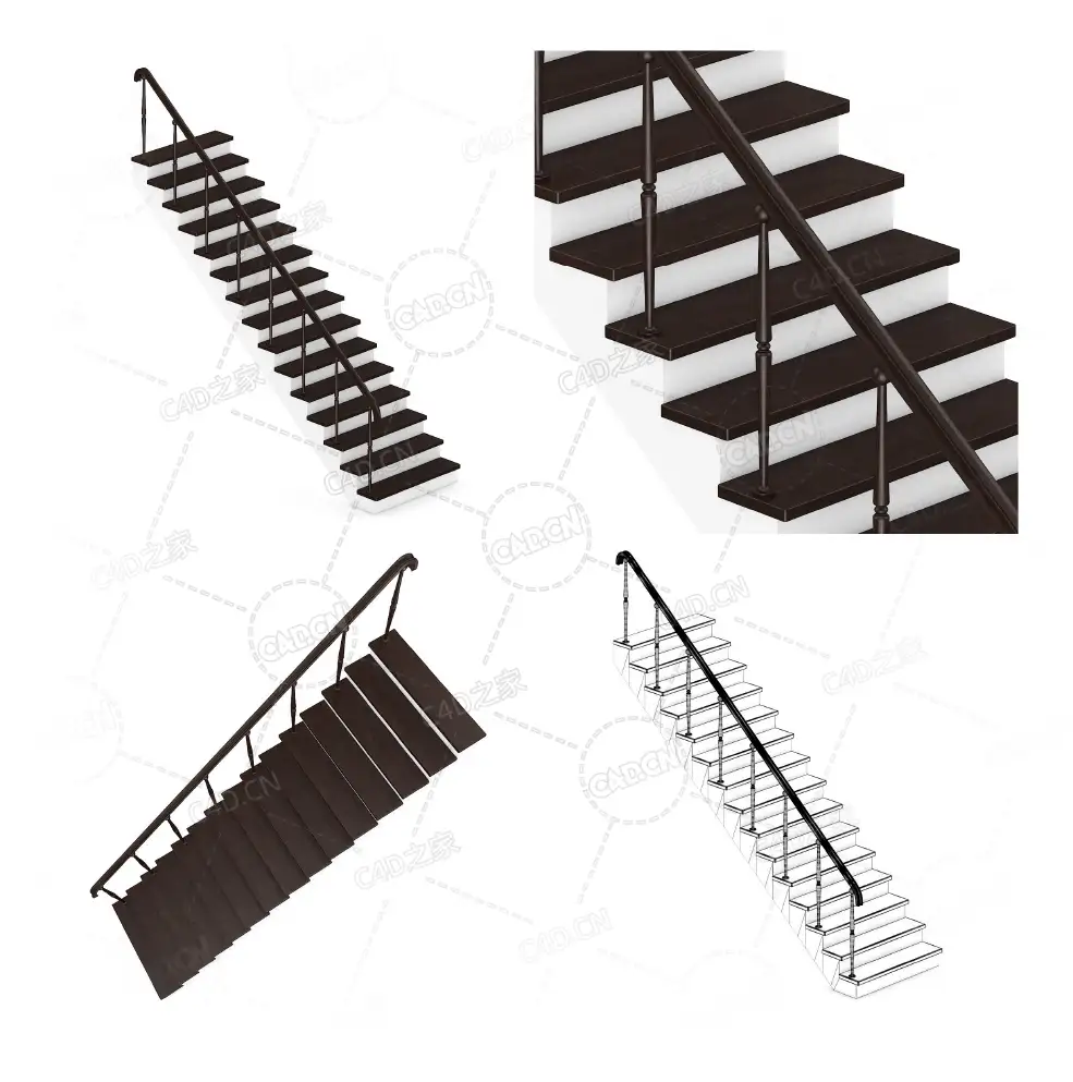 单侧扶手梯实木楼梯复式公寓别墅扶手直梯C4D模型Stairs 3d model-13 - C4D之家 - 13.jpg