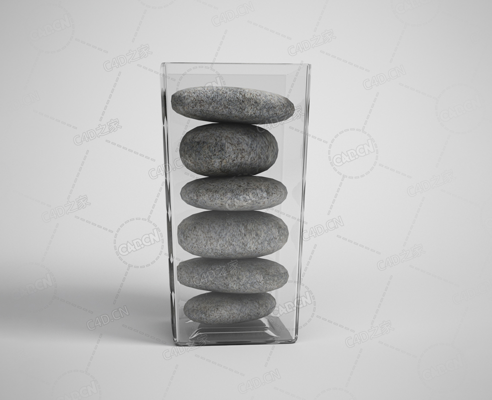 玻璃容器装的鹅卵石玻璃缸中的石头C4D模型 - C4D之家 - 35.jpg