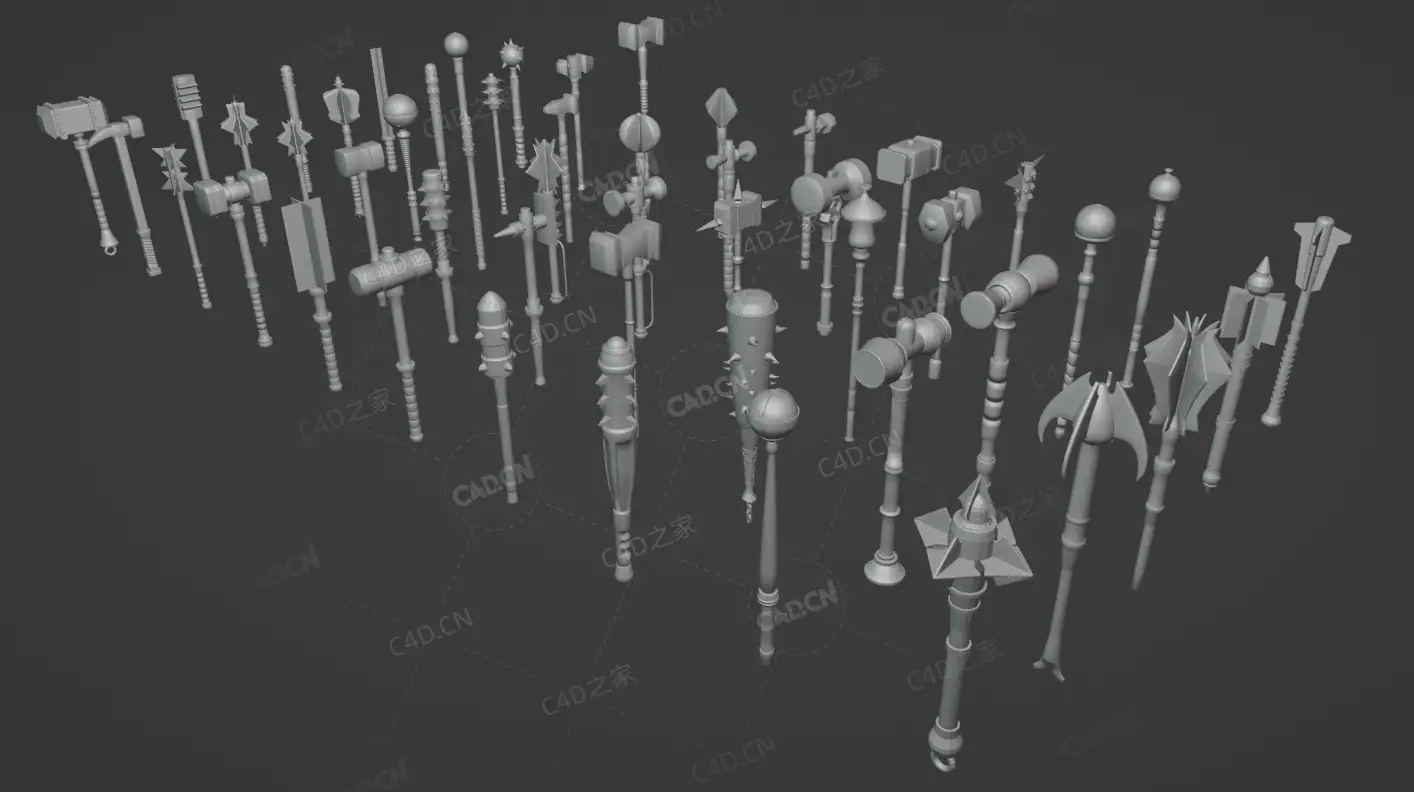 50把刀剑50把锤子狼牙棒游戏兵器冷冰器3D模型合集 ArtStation – 50 Sword + 50 Hammer/Mace Base Meshes - C4D之家 - cinema4d_ 2022-09-01 10.10.12.png