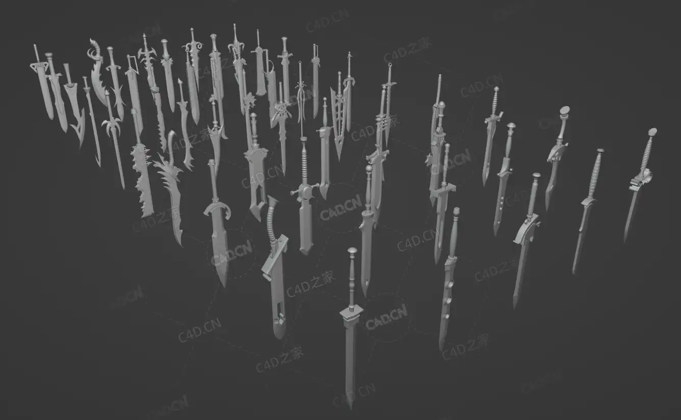 50把刀剑50把锤子狼牙棒游戏兵器冷冰器3D模型合集 ArtStation – 50 Sword + 50 Hammer/Mace Base Meshes - C4D之家 - cinema4d_ 2022-09-01 10.12.06.png