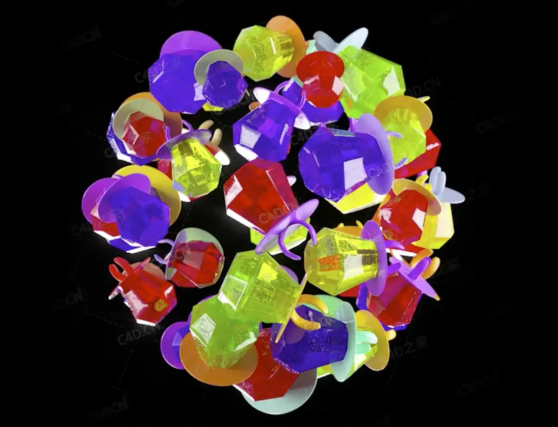 C4D利用随机颜色节点制作多彩糖果圆环视频教程Skillshare – Realistic Ring Pops ...