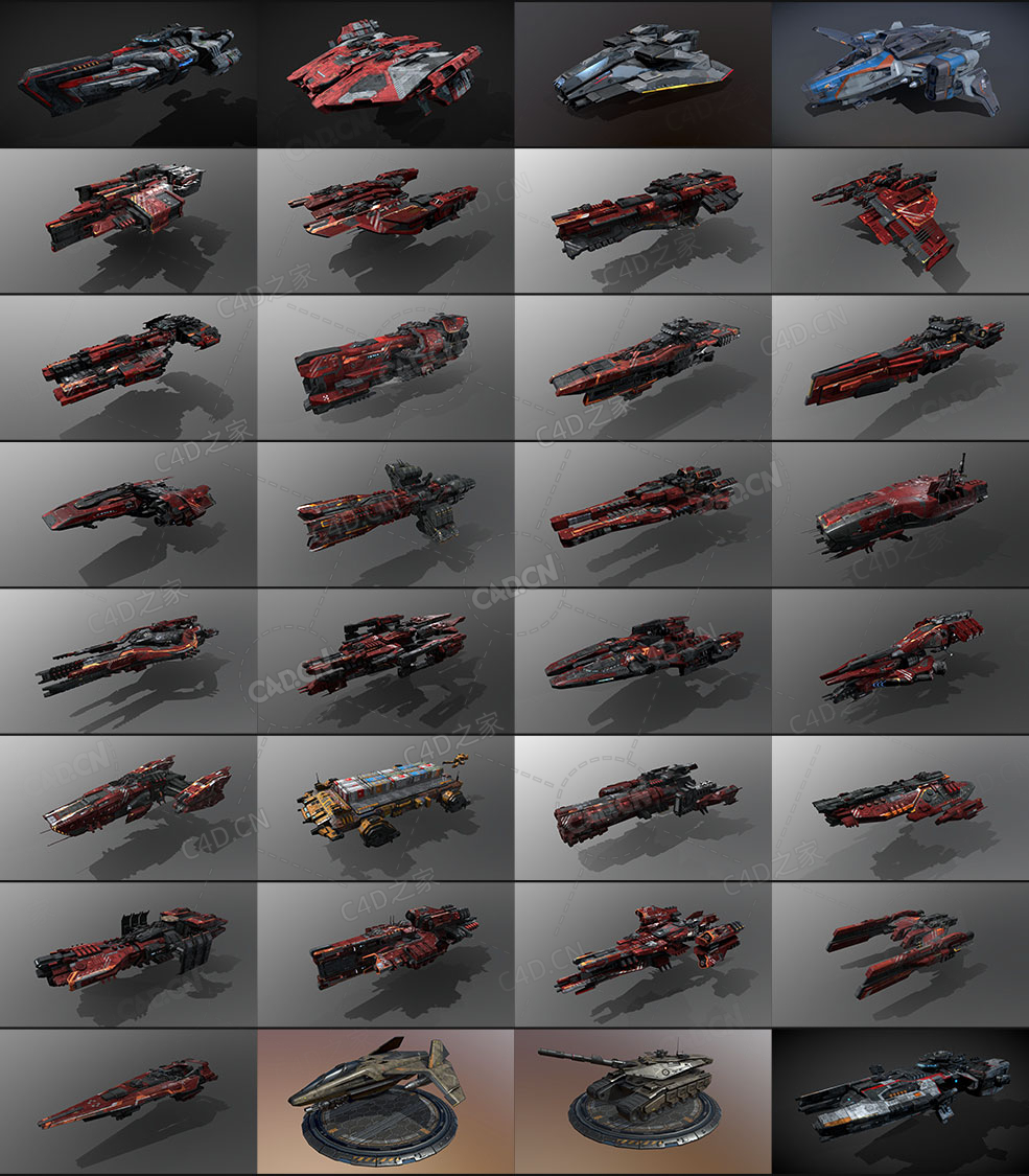88个科幻飞行器宇宙飞船外星战舰3D模型 88 Sci-fi Ships Robot Drone