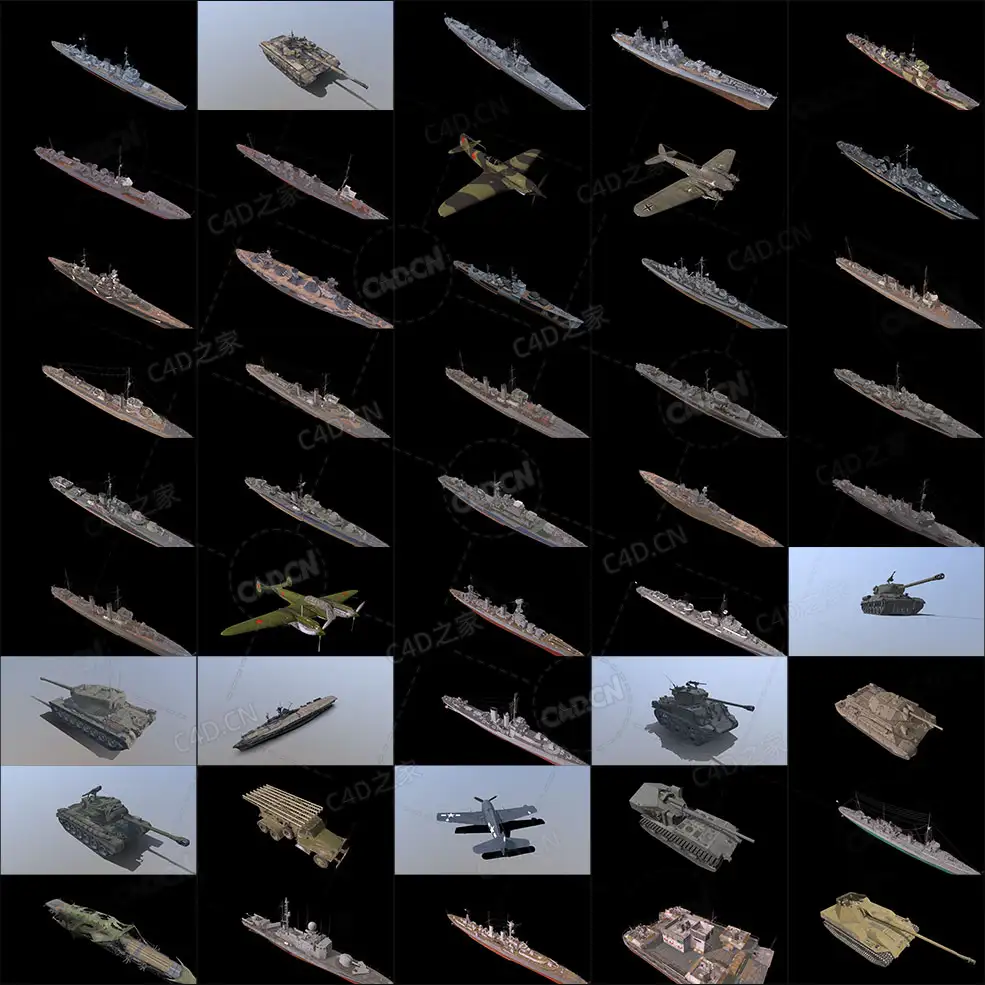 260个军事装备武器飞机坦克轮船军舰3D模型 254 Ships Airplane And Military Tanks... - C4D之家 - 未命名-1.jpg