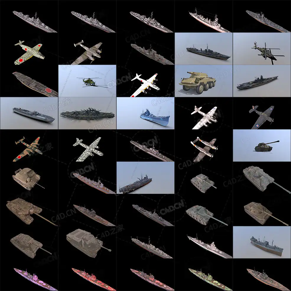 260个军事装备武器飞机坦克轮船军舰3D模型 254 Ships Airplane And Military Tanks... - C4D之家 - 未命名-2.jpg