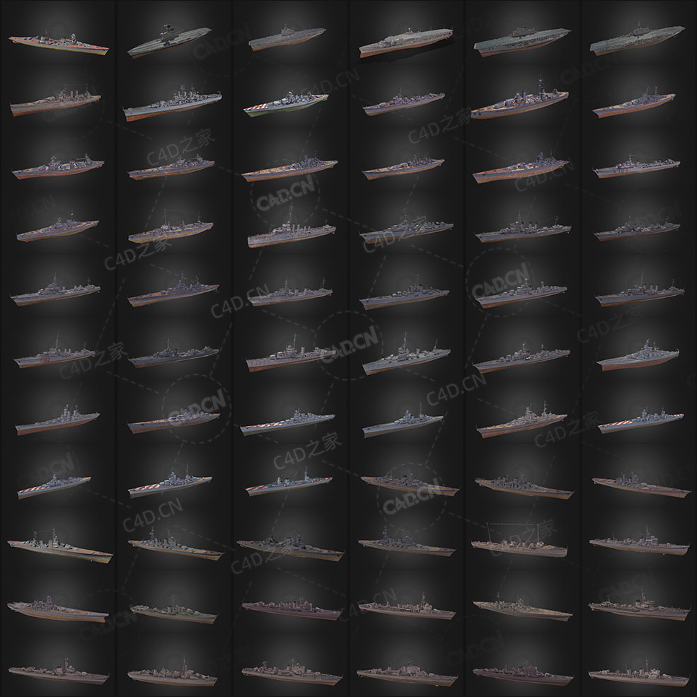 399艘二战复古舰船军舰航母军用船只3D模型399 Military And Civilian Ships (FBX/M... - C4D之家 - 未命名-6.jpg