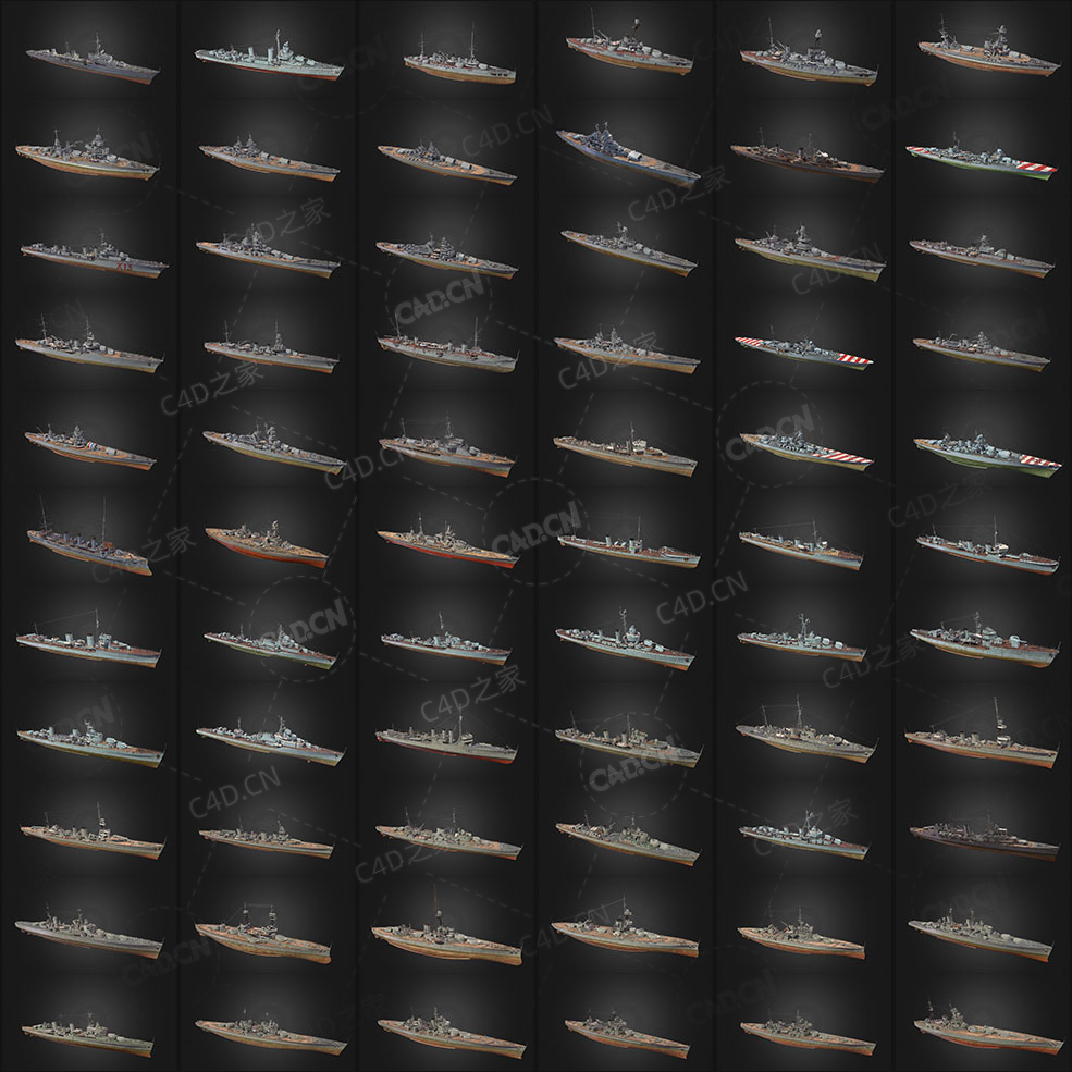 399艘二战复古舰船军舰航母军用船只3D模型399 Military And Civilian Ships (FBX/M... - C4D之家 - 未命名-1.jpg