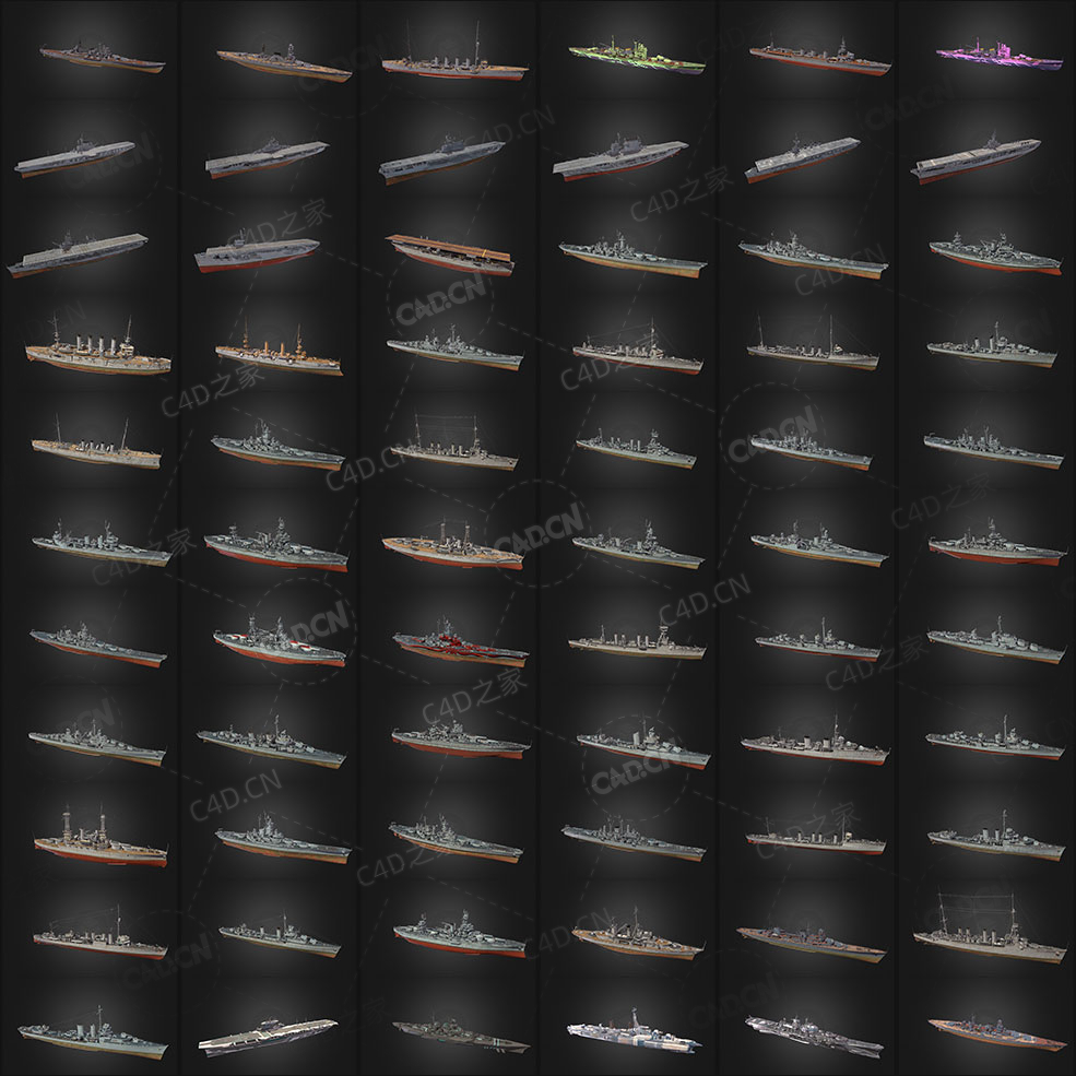 399艘二战复古舰船军舰航母军用船只3D模型399 Military And Civilian Ships (FBX/M... - C4D之家 - 未命名-4.jpg