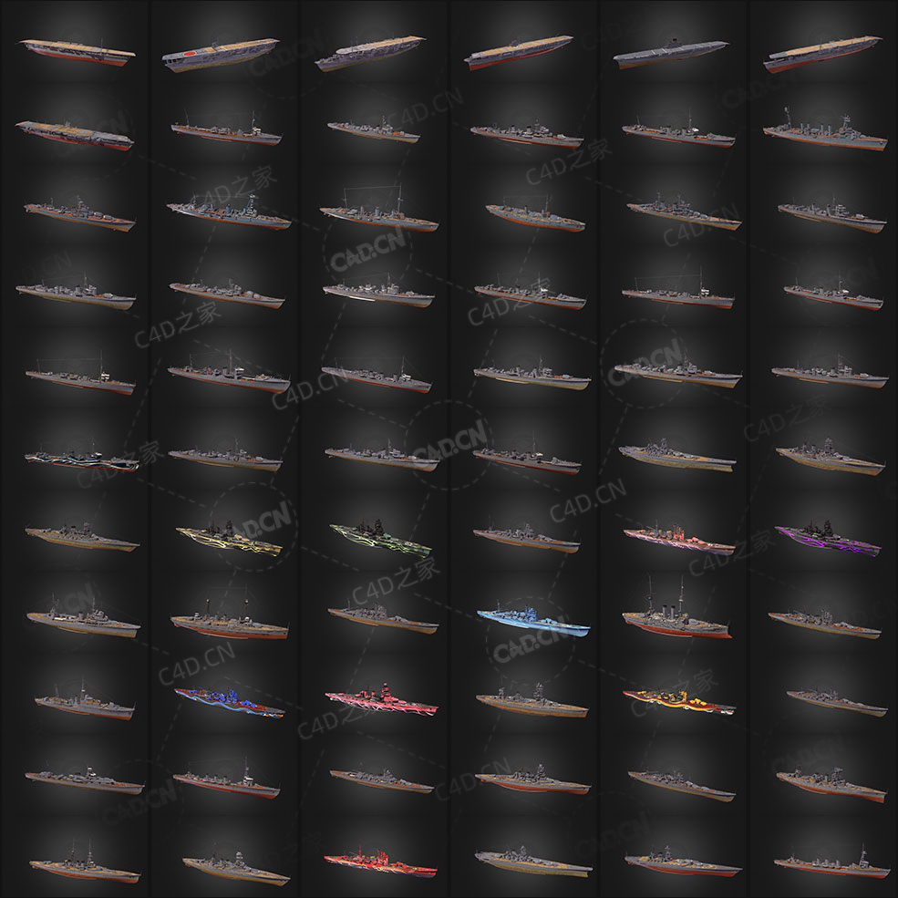 399艘二战复古舰船军舰航母军用船只3D模型399 Military And Civilian Ships (FBX/M... - C4D之家 - 未命名-3.jpg