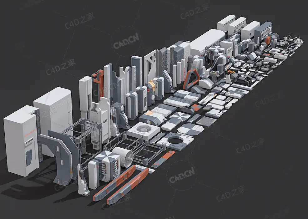 179个科幻元素模型合集Sci-Fi architecture Elements collection