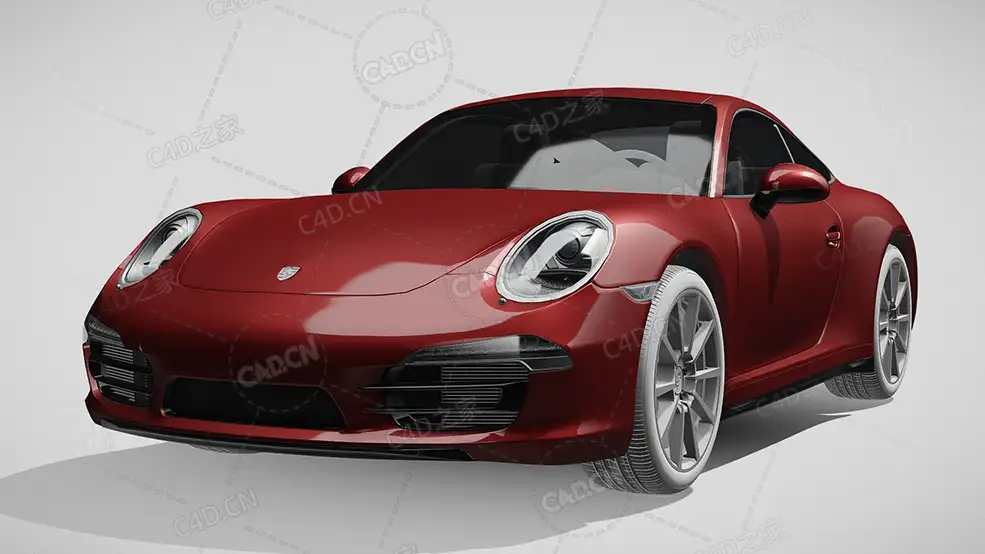 保时捷911卡雷拉敞篷跑车991-2016款C4D汽车模型下载