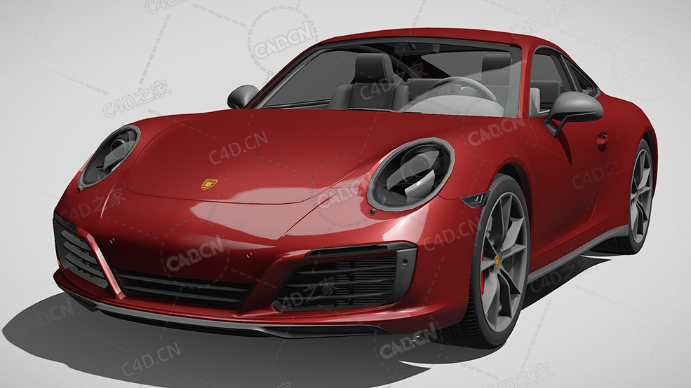保时捷911-carrera-t-coupe-991豪华汽车跑车超跑2018款C4D汽车模型下载